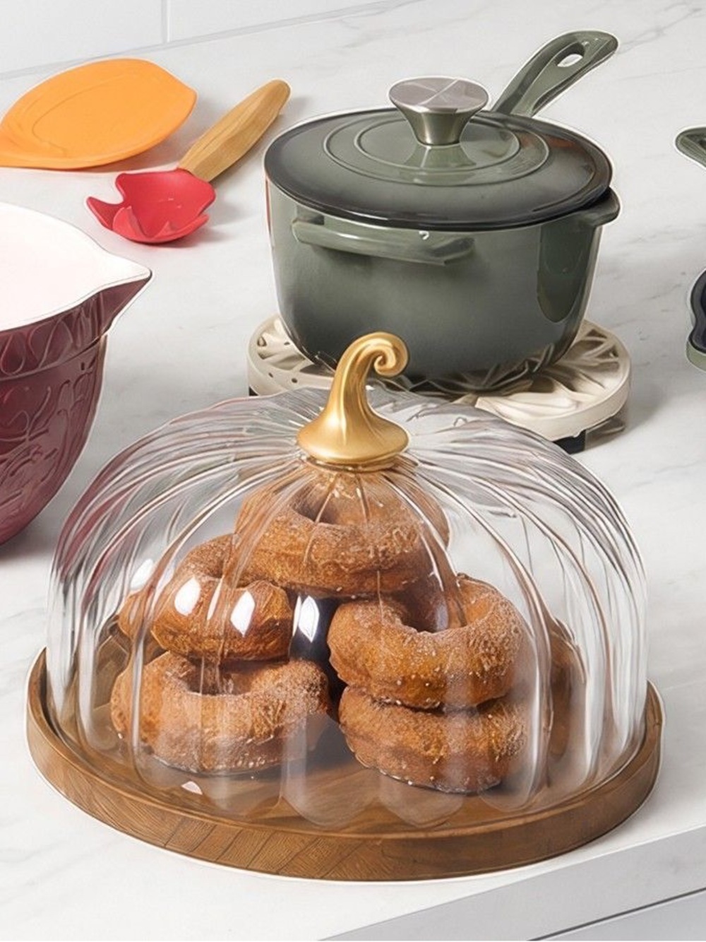 Crofton Glass Pumpkin Dome, Gold Stem